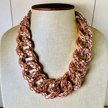 Load image into Gallery viewer, RoseGold rhinestone Linking Chain Choker shirt necklace, stunning elegant silver gold statement bib necklace dusty rose pink rose gold