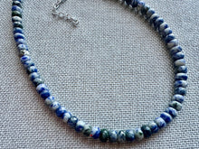 Load image into Gallery viewer, Natural Blue Spot Jasper Beaded 1 strand Statement Necklace, Chunky Bib Single Jewelry stone jewelry, gemstone layering dark blue navy