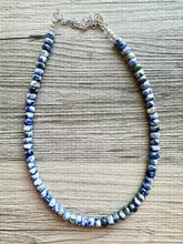 Load image into Gallery viewer, Natural Blue Spot Jasper Beaded 1 strand Statement Necklace, Chunky Bib Single Jewelry stone jewelry, gemstone layering dark blue navy