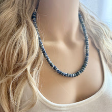 Load image into Gallery viewer, Natural Blue Spot Jasper Beaded 1 strand Statement Necklace, Chunky Bib Single Jewelry stone jewelry, gemstone layering dark blue navy