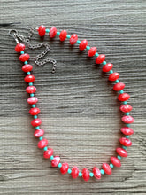 Load image into Gallery viewer, Coral &amp; Mint single Strand statement necklace, beaded chunky jewelry, Coral Orange Bib Jewelry Set, jewelry peach pink single strand