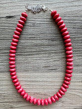 Load image into Gallery viewer, Big Bead red Necklace, layering Single Strand Statement Jewelry, bright lipstick red Chunky bib bridesmaid, red jewelry, red necklace beaded