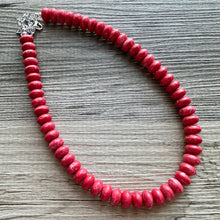 Load image into Gallery viewer, Big Bead red Necklace, layering Single Strand Statement Jewelry, bright lipstick red Chunky bib bridesmaid, red jewelry, red necklace beaded