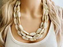 Load image into Gallery viewer, Creamy Big Bead Necklace, multi Strand Statement Jewelry, toffee Chunky bib, bridesmaid necklace, brown jewelry, beaded jewelry brown