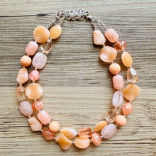 Load image into Gallery viewer, Peachy Orange Statement Necklace Jewelry Set, Chunky Jewelry Big Beaded one Strand Necklace, orange Necklace, peach Jewelry light pink