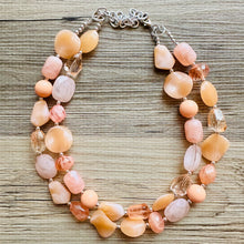 Load image into Gallery viewer, Peachy Orange Statement Necklace Jewelry Set, Chunky Jewelry Big Beaded one Strand Necklace, orange Necklace, peach Jewelry light pink