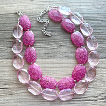 Load image into Gallery viewer, Pink on pink Necklace, Double strand pink jewelry, big beaded chunky statement necklace, pink necklace, pink jewelry, blush necklace