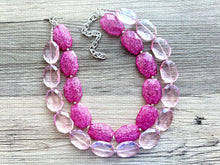Load image into Gallery viewer, Pink on pink Necklace, Double strand pink jewelry, big beaded chunky statement necklace, pink necklace, pink jewelry, blush necklace