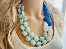 Load image into Gallery viewer, Royal Blue Chunky Statement Necklace, double strand necklace, blue necklace, dark blue necklace, royal blue wedding, bridesmaid necklace