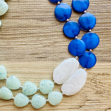 Load image into Gallery viewer, Royal Blue Chunky Statement Necklace, double strand necklace, blue necklace, dark blue necklace, royal blue wedding, bridesmaid necklace