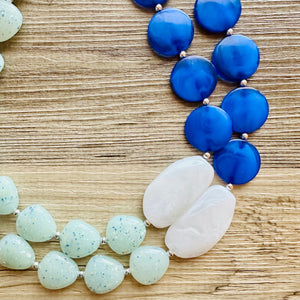 Royal Blue Chunky Statement Necklace, double strand necklace, blue necklace, dark blue necklace, royal blue wedding, bridesmaid necklace