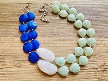 Load image into Gallery viewer, Royal Blue Chunky Statement Necklace, double strand necklace, blue necklace, dark blue necklace, royal blue wedding, bridesmaid necklace