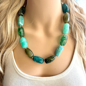 Green Isle Single Strand Big Beaded Statement Necklace, green Jewelry, emerald lime beaded necklace, green beaded necklace, bridesmaid