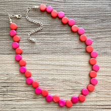 Load image into Gallery viewer, Hot Pink &amp; Red Single Statement Necklace, Chunky Jewelry Big Beaded Necklace, dark pink Necklace, magenta Jewelry bubble Valentines Day