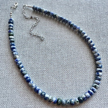 Load image into Gallery viewer, Natural Blue Spot Jasper Beaded 1 strand Statement Necklace, Chunky Bib Single Jewelry stone jewelry, gemstone layering dark blue navy