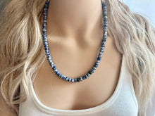 Load image into Gallery viewer, Natural Blue Spot Jasper Beaded 1 strand Statement Necklace, Chunky Bib Single Jewelry stone jewelry, gemstone layering dark blue navy
