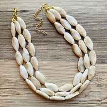 Load image into Gallery viewer, Creamy Big Bead Necklace, multi Strand Statement Jewelry, toffee Chunky bib, bridesmaid necklace, brown jewelry, beaded jewelry brown