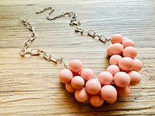 Load image into Gallery viewer, Blush Pink Chunky Bubble Statement jewelry, Big bib beaded Statement Necklace, light pink bridesmaid wedding baby pink