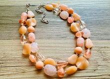 Load image into Gallery viewer, Peachy Orange Statement Necklace Jewelry Set, Chunky Jewelry Big Beaded one Strand Necklace, orange Necklace, peach Jewelry light pink