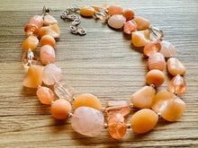 Load image into Gallery viewer, Peachy Orange Statement Necklace Jewelry Set, Chunky Jewelry Big Beaded one Strand Necklace, orange Necklace, peach Jewelry light pink