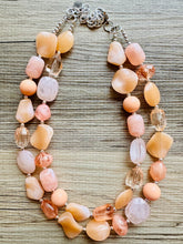 Load image into Gallery viewer, Peachy Orange Statement Necklace Jewelry Set, Chunky Jewelry Big Beaded one Strand Necklace, orange Necklace, peach Jewelry light pink