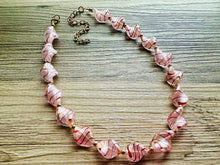 Load image into Gallery viewer, Lampwork Glass Sweetheart blush pink Single Strand Big Beaded Statement Necklace, pink Jewelry, pink beaded necklace, bridesmaid Valentine