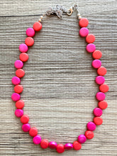 Load image into Gallery viewer, Hot Pink &amp; Red Single Statement Necklace, Chunky Jewelry Big Beaded Necklace, dark pink Necklace, magenta Jewelry bubble Valentines Day