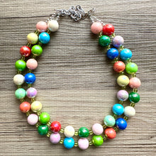 Load image into Gallery viewer, Rainbow Bubble Beaded Necklace, Colorful Jewelry, Chunky statement necklace, big beaded necklace, rainbow jewelry, rainbow baby shower