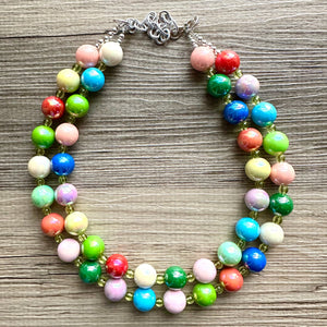 Rainbow Bubble Beaded Necklace, Colorful Jewelry, Chunky statement necklace, big beaded necklace, rainbow jewelry, rainbow baby shower