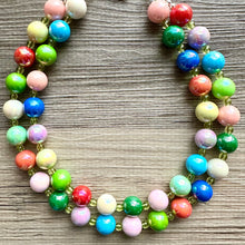 Load image into Gallery viewer, Rainbow Bubble Beaded Necklace, Colorful Jewelry, Chunky statement necklace, big beaded necklace, rainbow jewelry, rainbow baby shower