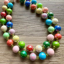 Load image into Gallery viewer, Rainbow Bubble Beaded Necklace, Colorful Jewelry, Chunky statement necklace, big beaded necklace, rainbow jewelry, rainbow baby shower