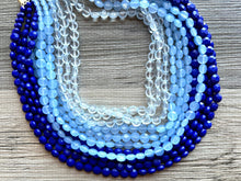 Load image into Gallery viewer, Vintage 11 Strand Blue Ombre Beaded Necklace jewelry, beaded chunky statement necklace, light aqua bridesmaid necklace, bridal jewelry thick