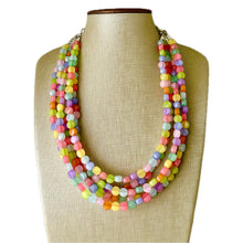 Load image into Gallery viewer, Carnival Candy 5 strand Beaded Necklace, Colorful Jewelry, Chunky statement necklace, beaded necklace, rainbow confetti neon jewelry