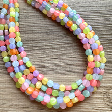 Load image into Gallery viewer, Carnival Candy 5 strand Beaded Necklace, Colorful Jewelry, Chunky statement necklace, beaded necklace, rainbow confetti neon jewelry