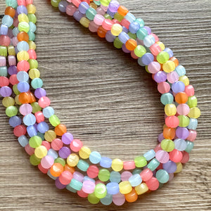 Carnival Candy 5 strand Beaded Necklace, Colorful Jewelry, Chunky statement necklace, beaded necklace, rainbow confetti neon jewelry