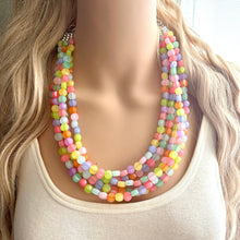 Load image into Gallery viewer, Carnival Candy 5 strand Beaded Necklace, Colorful Jewelry, Chunky statement necklace, beaded necklace, rainbow confetti neon jewelry