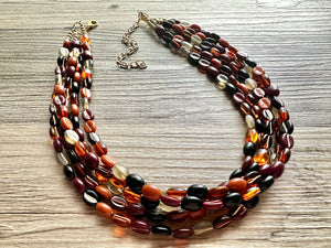 Fall Fireside Coffee Bean chunky necklace, brown beaded jewelry, resin beaded necklace, fall necklace chocolate tan champagne gray
