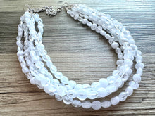 Load image into Gallery viewer, White Creamy Necklace, resin 5 Strand Statement Jewelry, clear Chunky bib, bridesmaid necklace, beaded cloud wedding bridal bridesmaid