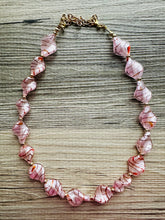 Load image into Gallery viewer, Lampwork Glass Sweetheart blush pink Single Strand Big Beaded Statement Necklace, pink Jewelry, pink beaded necklace, bridesmaid Valentine