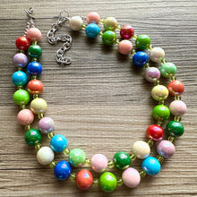 Load image into Gallery viewer, Rainbow Bubble Beaded Necklace, Colorful Jewelry, Chunky statement necklace, big beaded necklace, rainbow jewelry, rainbow baby shower