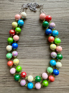 Rainbow Bubble Beaded Necklace, Colorful Jewelry, Chunky statement necklace, big beaded necklace, rainbow jewelry, rainbow baby shower