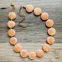 Load image into Gallery viewer, Flower Moon Chunky Statement Necklace, Big beaded jewelry, Single Strand tan color changing champagne, gold chunky layering necklace