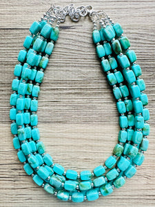 Seafoam Green Chunky Statement Necklace, 5 strand necklace, green necklace, aqua necklace, green brown wedding bridesmaid necklace