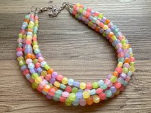 Load image into Gallery viewer, Carnival Candy 5 strand Beaded Necklace, Colorful Jewelry, Chunky statement necklace, beaded necklace, rainbow confetti neon jewelry