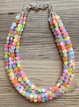 Load image into Gallery viewer, Carnival Candy 5 strand Beaded Necklace, Colorful Jewelry, Chunky statement necklace, beaded necklace, rainbow confetti neon jewelry