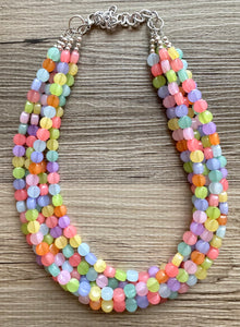 Carnival Candy 5 strand Beaded Necklace, Colorful Jewelry, Chunky statement necklace, beaded necklace, rainbow confetti neon jewelry