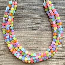 Load image into Gallery viewer, Carnival Candy 5 strand Beaded Necklace, Colorful Jewelry, Chunky statement necklace, beaded necklace, rainbow confetti neon jewelry