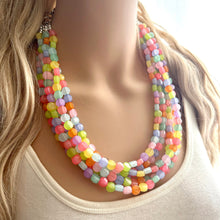 Load image into Gallery viewer, Carnival Candy 5 strand Beaded Necklace, Colorful Jewelry, Chunky statement necklace, beaded necklace, rainbow confetti neon jewelry