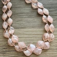 Load image into Gallery viewer, Petite Peach Big Beaded Statement Necklace, beaded jewelry, peach beaded necklace, coral necklace chunky beaded bib earrings