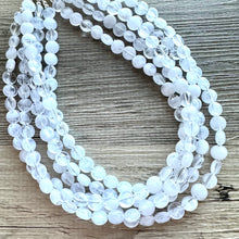 Load image into Gallery viewer, White Creamy Necklace, resin 5 Strand Statement Jewelry, clear Chunky bib, bridesmaid necklace, beaded cloud wedding bridal bridesmaid